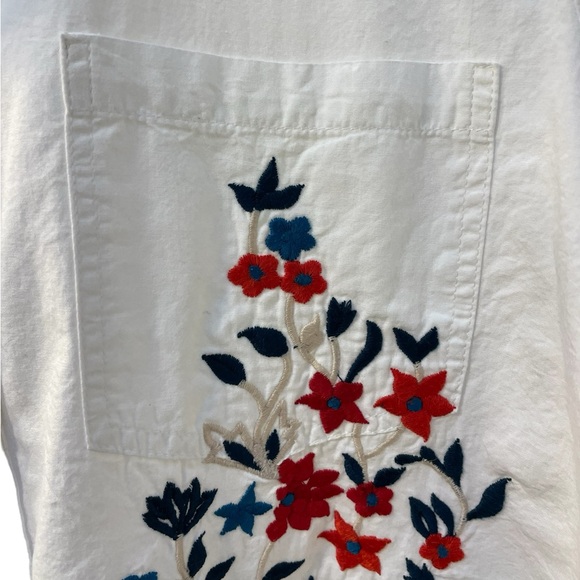Tintoretto Anthropologie Floral Embroidered Button Down Cotton Blouse Size 42 - Picture 4 of 9